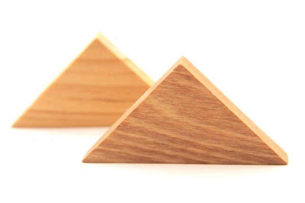 2 wooden 45-45-90 triangles
